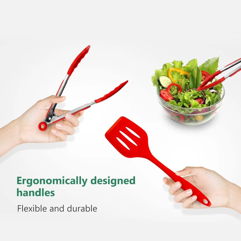 Food Grade Material High Temperature Resistance Multifunction Silicone Cookware Gadget 10 Piece Set Kitchen Kitchenware