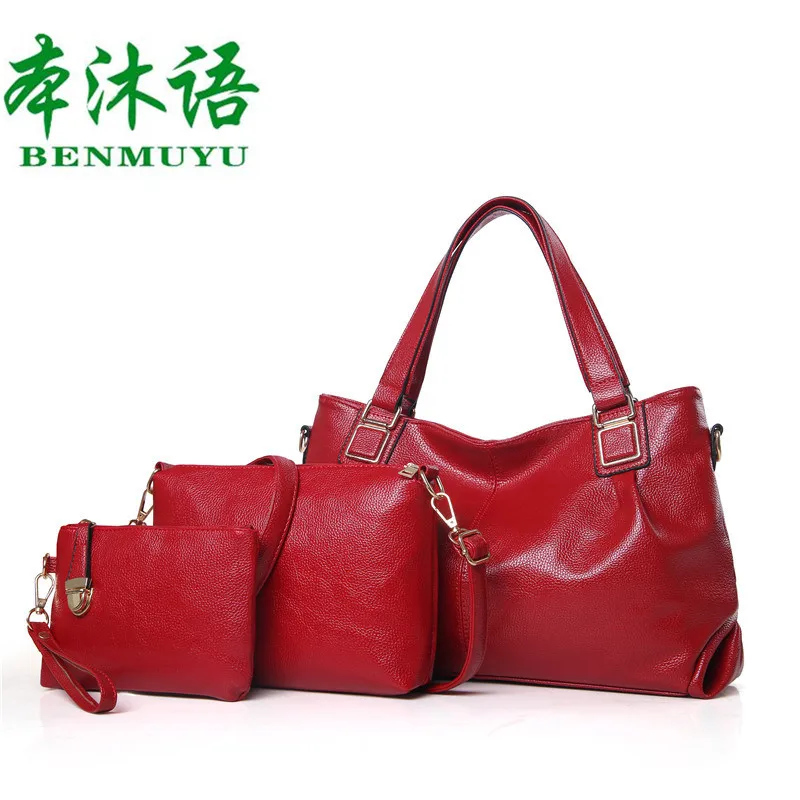 

2019 Spring New Style WOMEN'S Bag PU Leather Embossed Leather Picture Three-piece Set Bag Europe And America Style Portable Shou