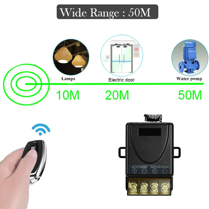 범용 433Mhz 원격 제어 무선 스위치 DC 12V 24V 72V 30A 원격 릴레이 on off 스마트 가전 제품/조명 사용