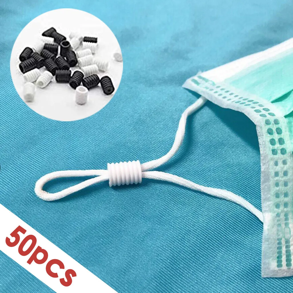 50 Pieces Adjustable Elastic Buckle Band Cord Stretch String For DIY Mouth Mask Accessory Sewing Rope April 29th | Дом и сад