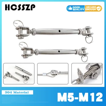 

2PCS 304 Stainless Steel Closed Body Turnbuckle Jaw And Jaw M5-M12 For Boat Yacht Guardrail Cable Railing Hardware Rigging Screw