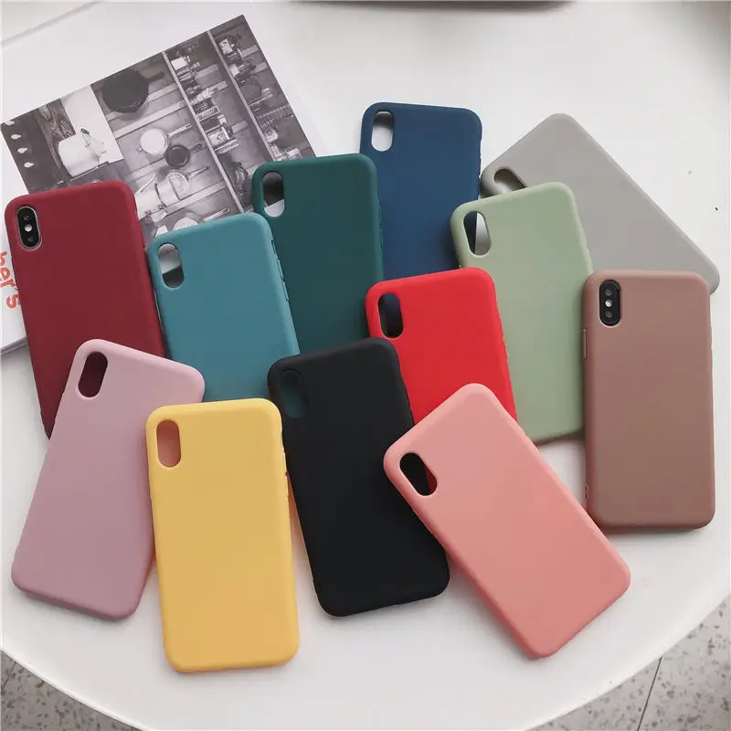 

NEW Solid Color Silicone Couples Cases For iphone XR X XS Max 6 6S 7 8 Plus Cute Candy Color Soft Simple Fashion Phone Case