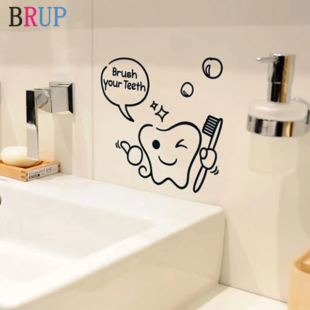 Divat Fürdőszoba Matrica Fogmosás Fogak Otthoni Dekoráció Art Pvc Diy Vinil Falmatricák Kreatív Ház