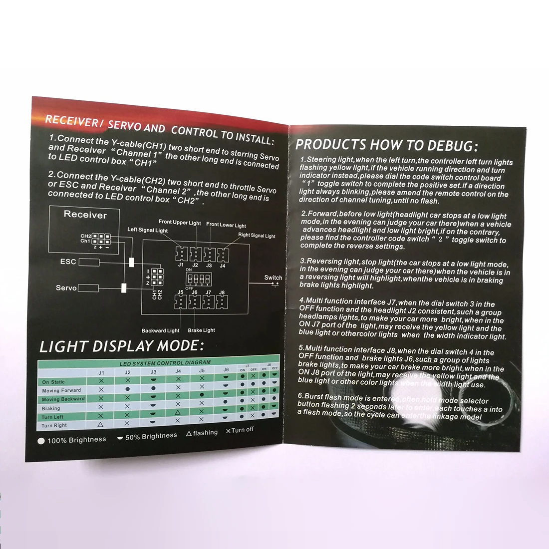 High Quality 2-in-1 Flashing and Stearing Lamp 12 LED Simulation Headlight for 1:10 RC Electric Oil Car/Ship/Airplane Model