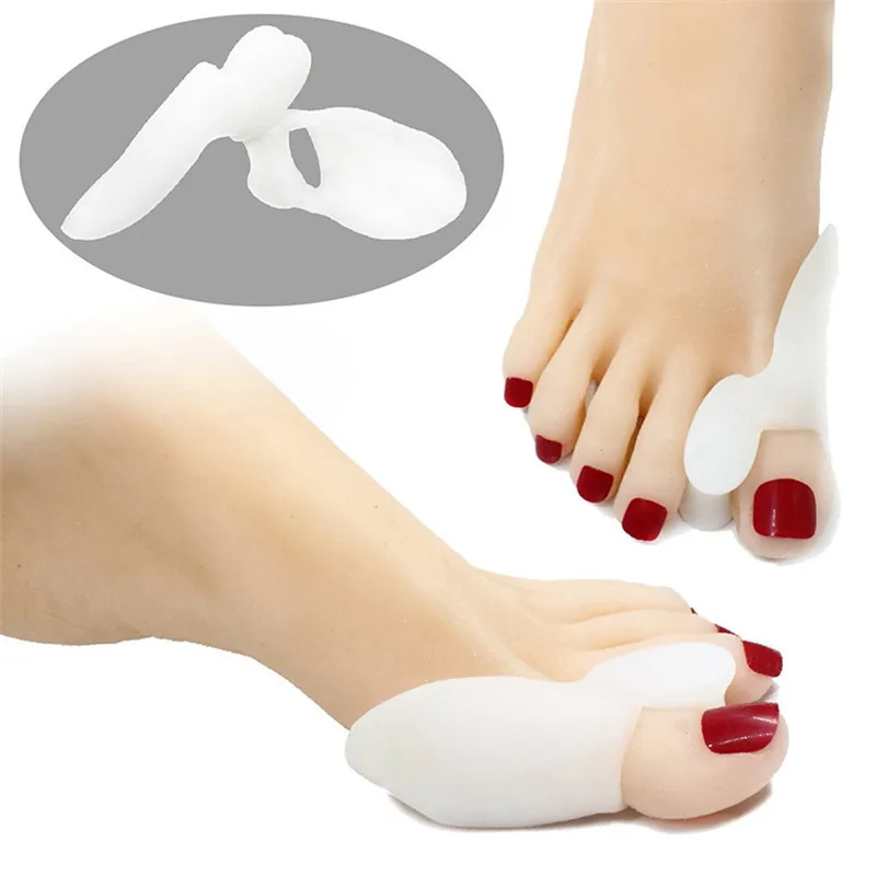2PCS Silicone Gel Thumb Corrector Bunion Little Toe Protector Separator Hallux Valgus Finger Straightener Foot Care Relief Pads