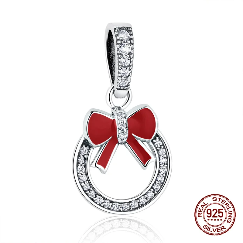 Fit Pandora Шарм 925 стерлингового серебра Рождественский бисер Подвески женское ожерелье кулон ювелирные изделия Рождественский подарок "сделай сам" - Окраска металла: s077