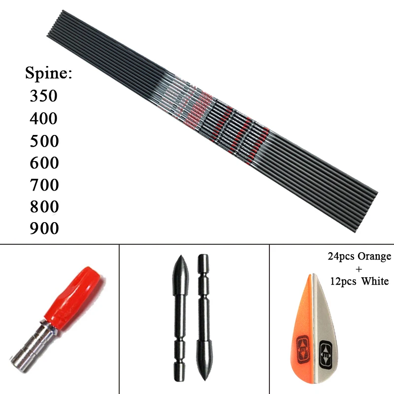 

6/12pcs Archery Carbon Arrow Shafts V3 ID4.2mm Arrow Vanes Point Pin Nock DIY Accessories Recurve Compound Bow Hunting Shooting