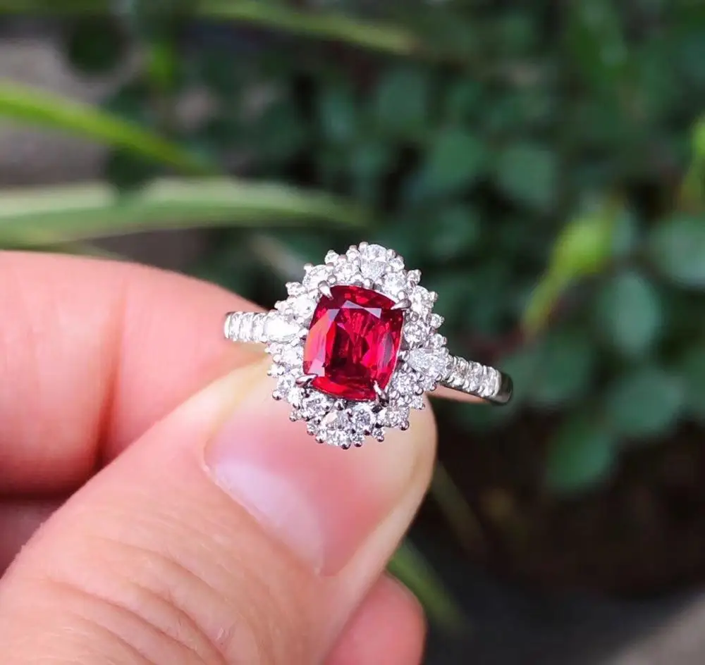 P324 шпинель кольцо ювелирные украшения 18K золото AU750 натуральный красный