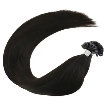 

Ugeat Real Hair Extensions U Tip Hair Extensions 14-24 Inch Off Black #1B Non-Remy Hair Extensions Brazilian Hair 50G 50Strands