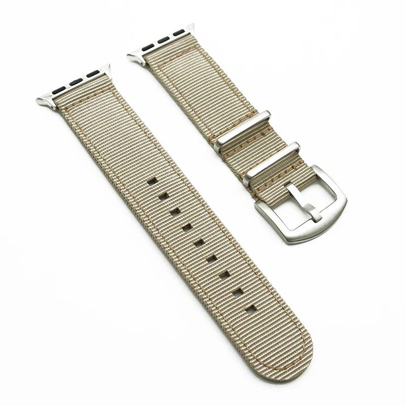 khaki Нейлоновый ремешок Nato для часов iWatch 5, 4, 3, 2, 1, ремешок для Apple Watch 38 мм, 40 мм, 42 мм, 44 мм, браслет на запястье - Цвет ремешка: khaki