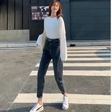 Винтажные женские джинсы с высокой талией, джинсовые штаны-шаровары размера плюс, синие джинсы для женщин, зима, повседневные