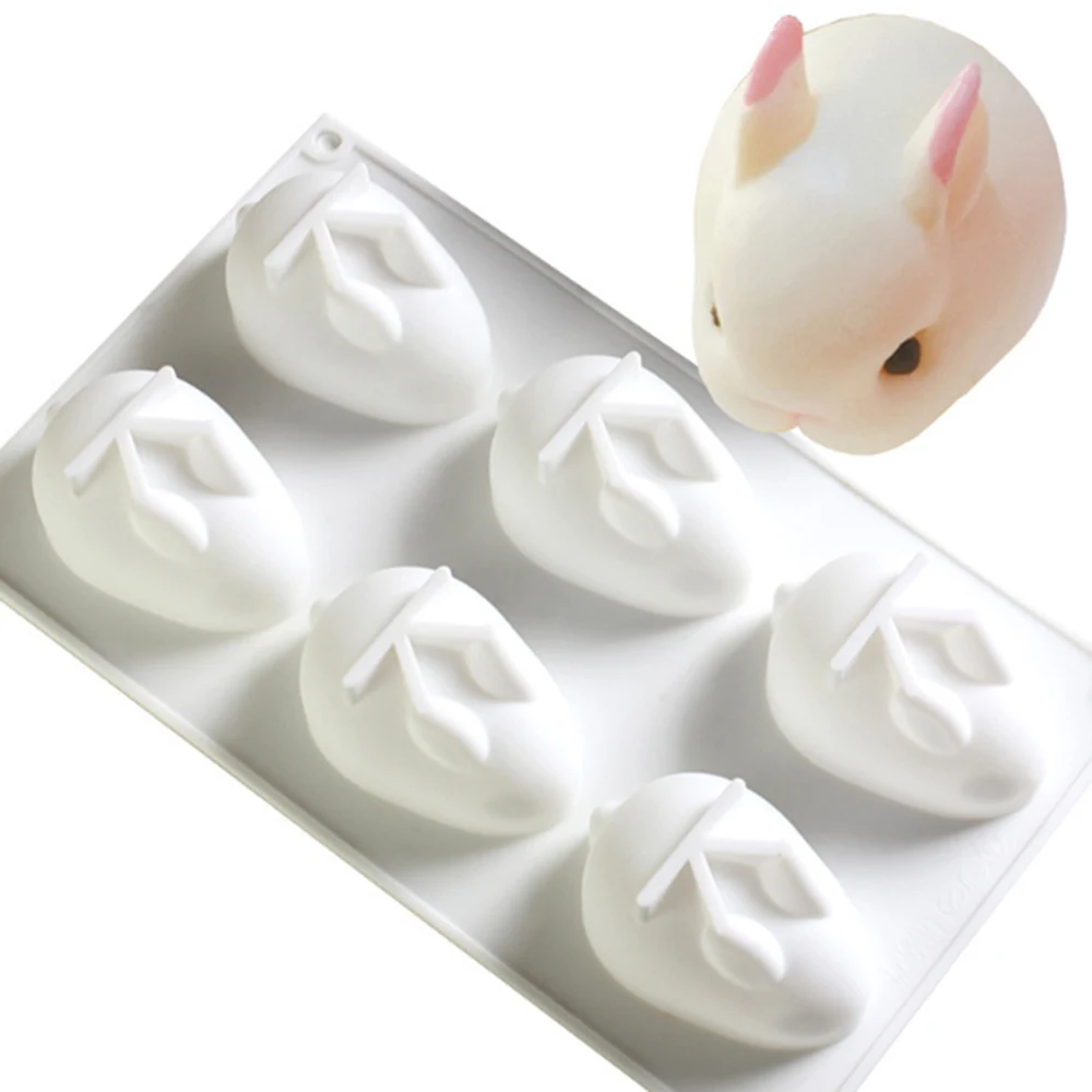 

6 Hole Silicone Mold 3D Rabbit Shape Cake Mould Mousse Dessert Molds Bakings