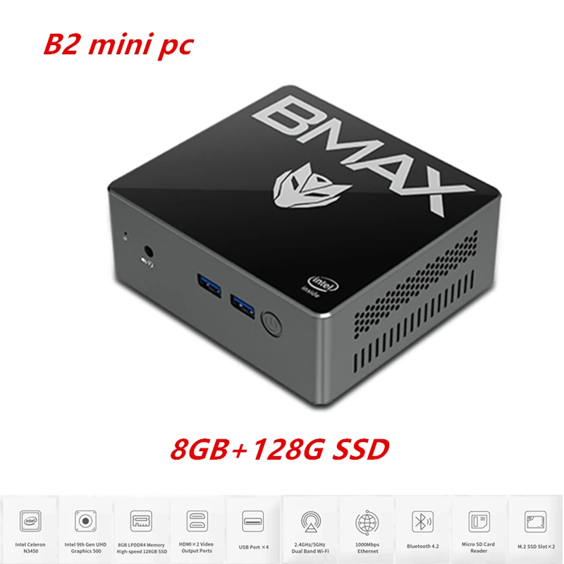 Nuevo B2 Windows 10 Mini PC 8GB RAM 128GB Ssd Intel Celeron N3450 reproductor de medios 2.4G5G WiFi 1000M LAN Bluetooth 4,2 del BeelinkGK55