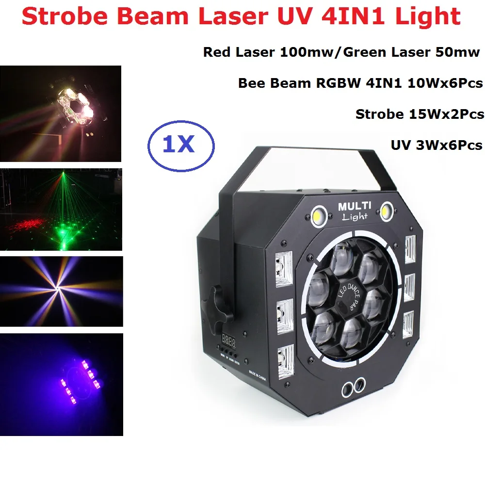 LED Laser Strobe Beam UV 4IN1 Light DMX512 Stage Effect Lights Good For DJ Disco Birthday Party