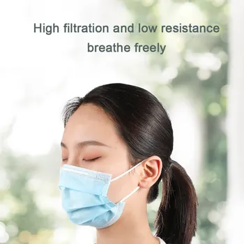 

100PCS Disposable Mouth Mask Meltblown Non-woven Air Filtration Fabric Dust-proof Anti-fog Protective Mask For Outdoor Party