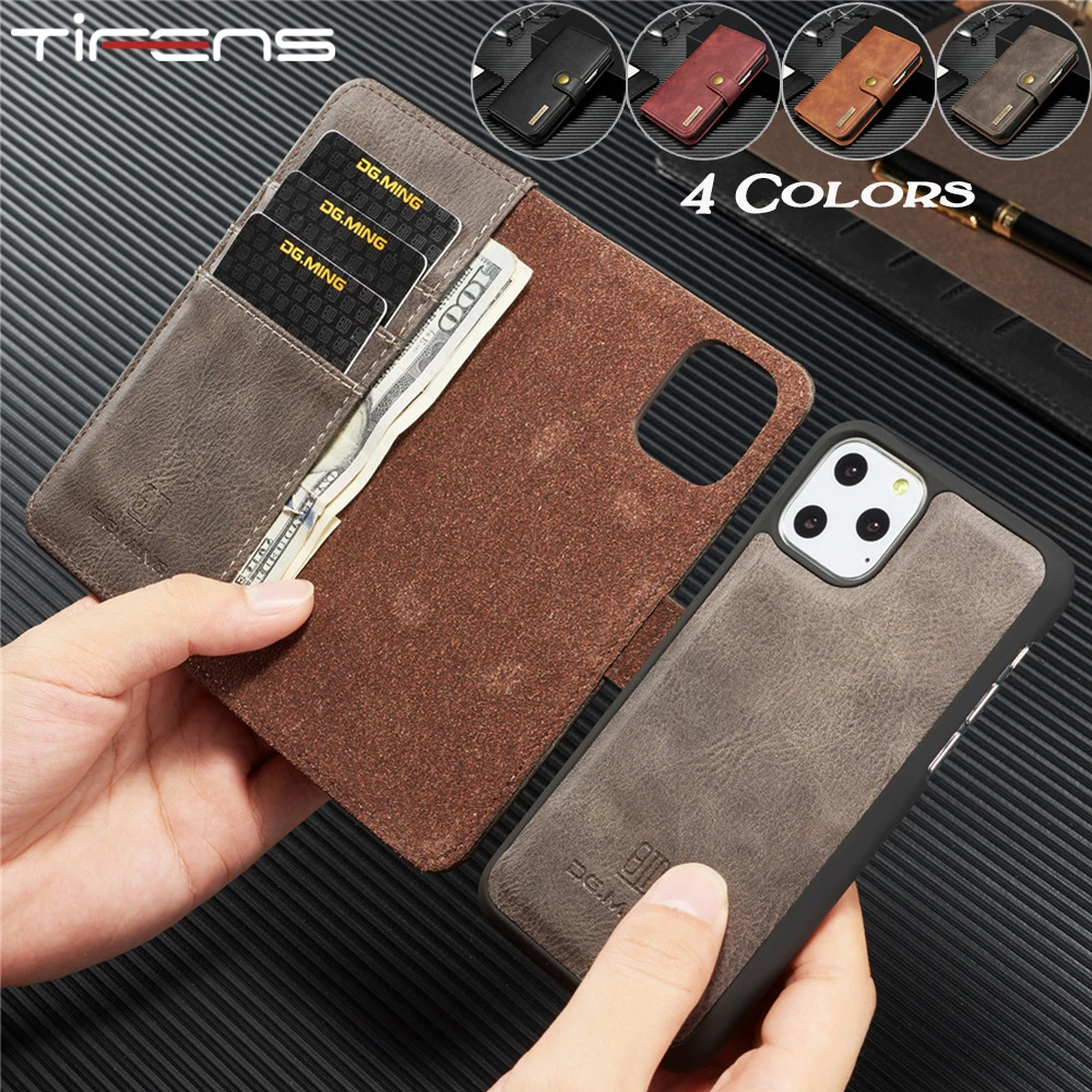 Luxury Leather Wallet Case For iPhone 12 Mini 11 Pro XS Max XR X 8 7 6 6s Plus 5 5s SE 2020 2022 Card Flip Removable Phone Cover iphone 6s plus phone case