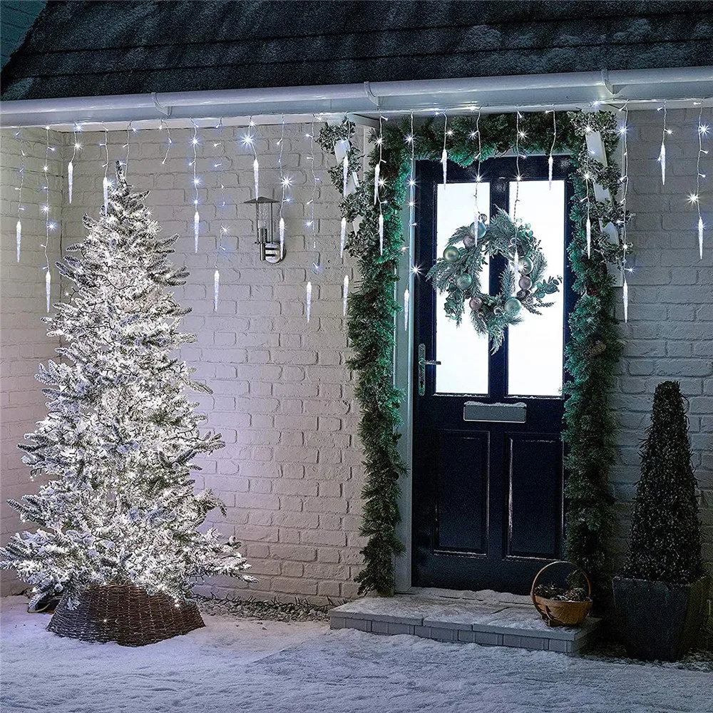 

Christmas Festoon LED Icicle Fairy Curtain Light 10-20M Waterfall House New Year Halloween Garden Patio Decoration 8 Modes