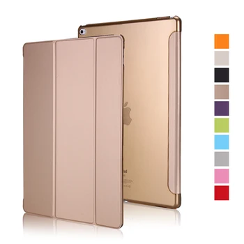 

For iPad Air Air2 Flip Leather Case iPad 9.7 2017 2018 Transparent PC Back Shell Cover Magnetic Stand Smart Cover for iPad5 6