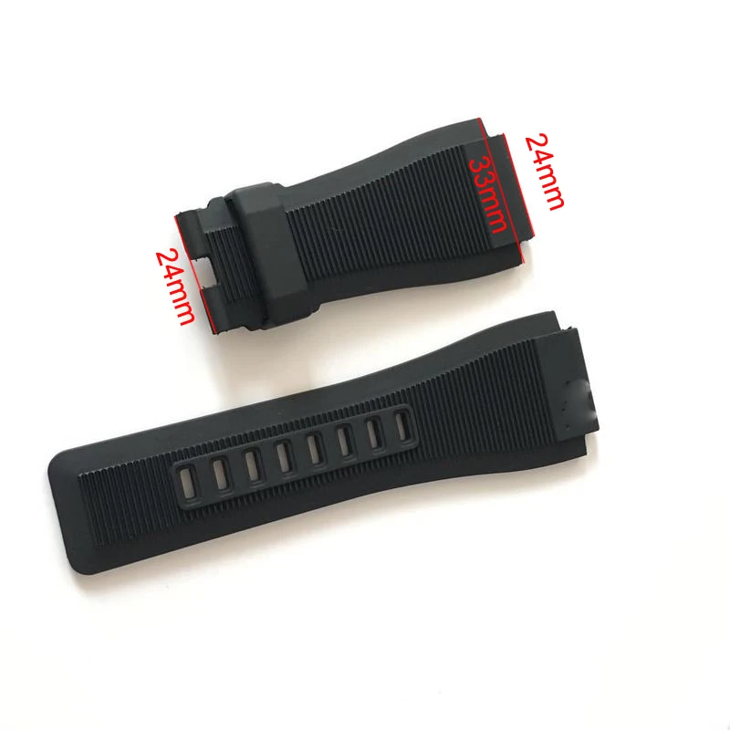 33*24mm Convex End Silicone Rubber Watch Band For Bell Series BR01 BR03