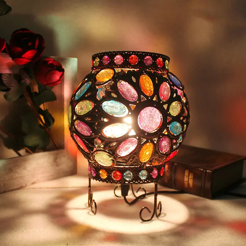 Tiffany Средиземноморское море Ретро светодиодный настольный светильник круглый винтажный nody светодиодный прикроватный светильник для спальни декоративное освещение для дома E14