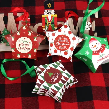 

8pcs Christmas Gift Boxes Santa Claus Candy Star Shape Merry Christmas Bags for Home New Year Xmas Decor Kids Gifts