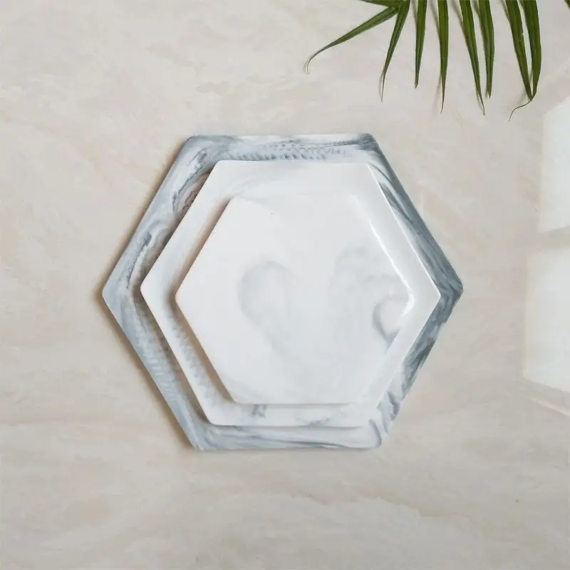

Creative Marbling Ceramic Tablet Disc Irregular-Shaped Insulation Pot Mat Cake Dessert Plate Dish Wobble Plate