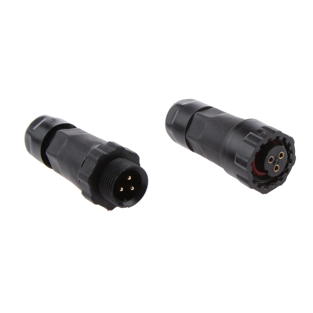 Black 3 Pins Power Industrial Wiring Connectors Socket Socket Waterproof IP68