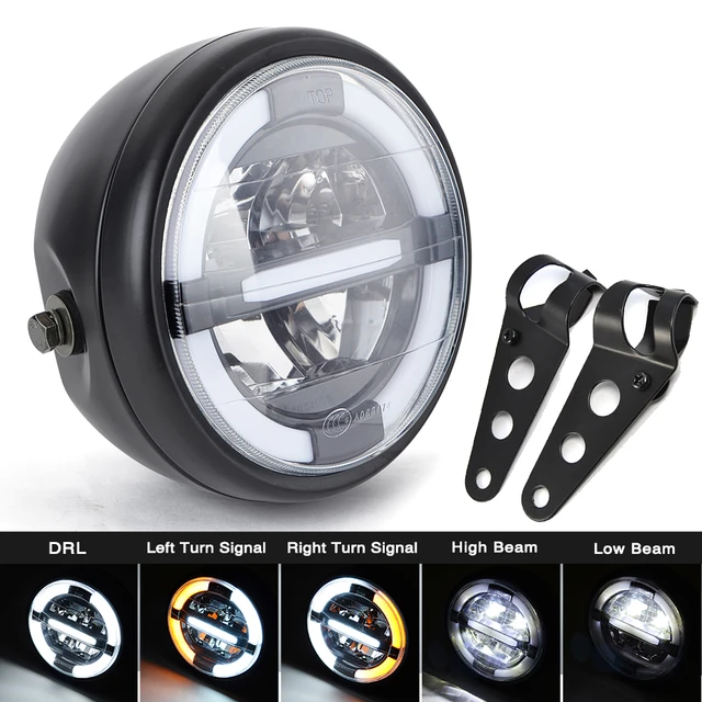 Motorradscheinwerfer Frontscheinwerfer 7,5 Zoll Led Motorrad Stirnlampe für  Cafe Racer Bobber Chopper