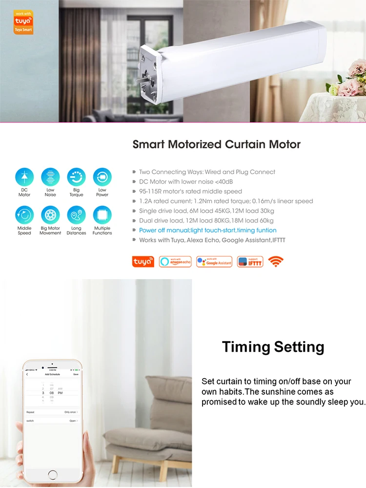 ZigBee Motorized Curtain Motor With Battery Tuya Smart Life Remote Voice Control Work with Alexa Google Home Automatic Curtain