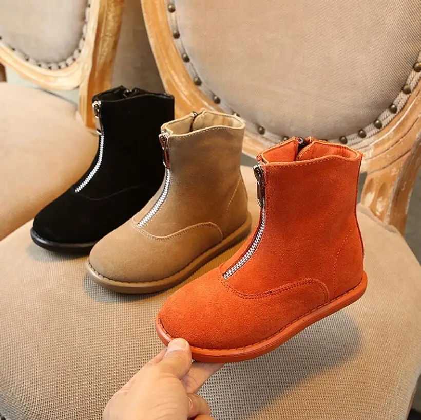 

New high quality Genuine leather Girls Mid Snow Boots 26-33 Winter Martin boots for Plush Warm Shoes for girls kids Sport Shoes