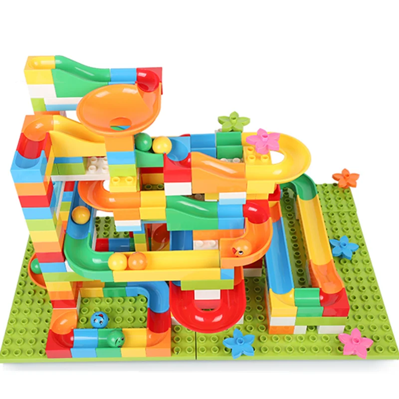

183Pcs DIY Building Block Slide Ball Big Size Bricks Bulk Assembly Blocks Castle Model Kit Accessories The Toys For Boys Gift