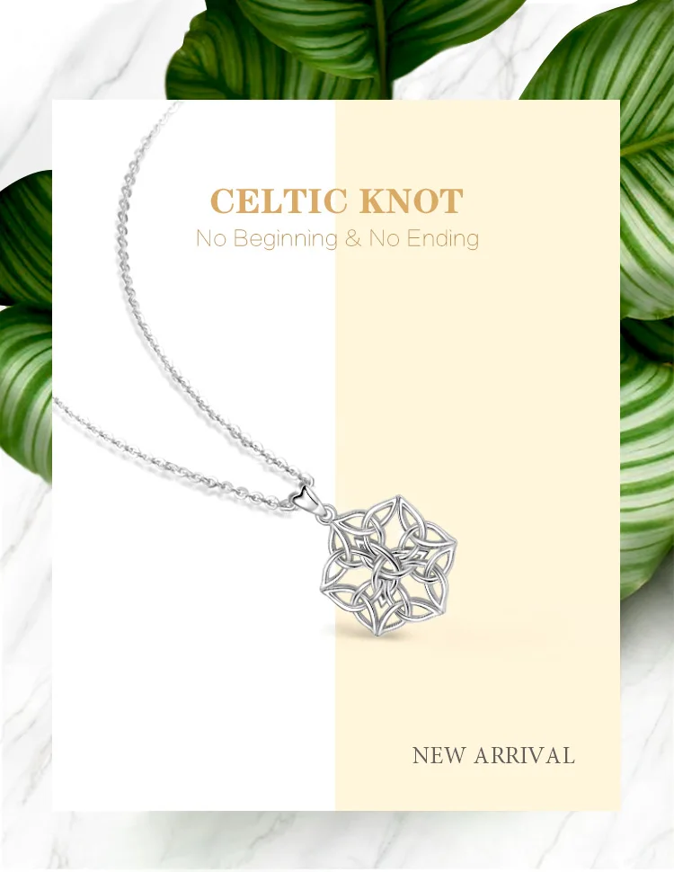 Эудора стерлингового серебра кельтские узлы ожерелье с кулоном в виде цветка полировка серебро Шарм Ирландский Узел Ювелирные изделия для женщин минималистский D438