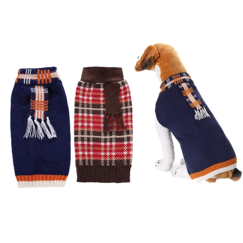 Зимняя одежда для собак свитер с воротником домашних животных вязаный костюм