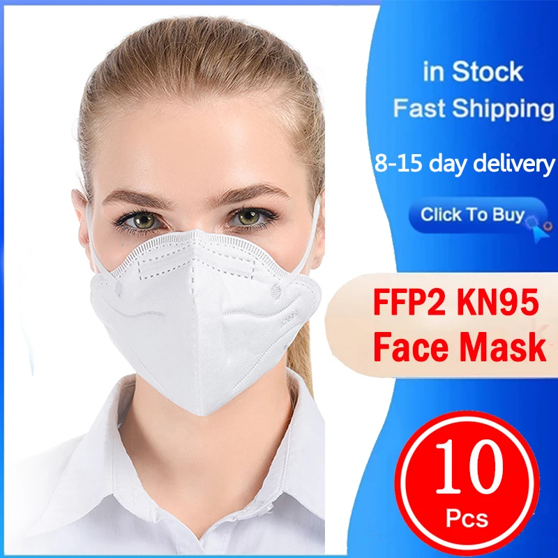 

10PCS FFP2 N95 Reusable Masks Bacteria Proof Anti Infection Face Masks Particulate Mouth Respirator Anti PM2.5 Safety Dust Mask