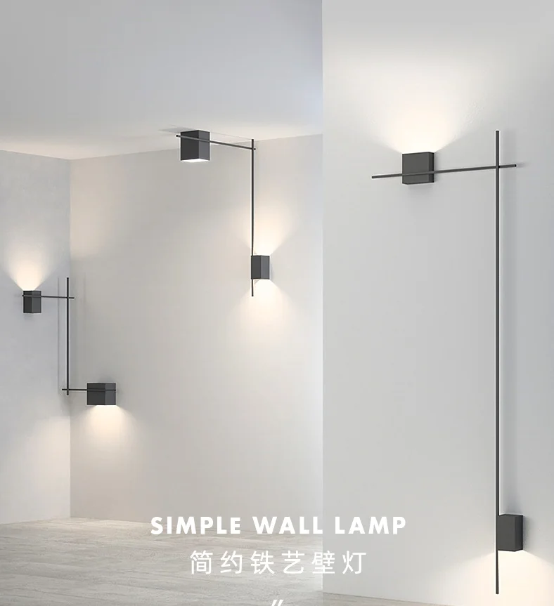 

Modern Simple Designer Long Strip Wall Lamp Living Room Background Wall Deco Light Hotel Corridor Line Strip Wall Light Fixtures