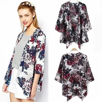 

New Fashion Women Ladies Retro Boho Floral Hippie Cardigan Coat Blouse Kimono Cape Blazer Jacket Tops