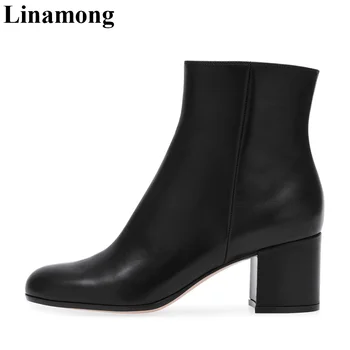 

Hottest Sample Women Boots Fashion Square Heel Mid Heel Round Toe Spring And Autumn Women Shoes Boots