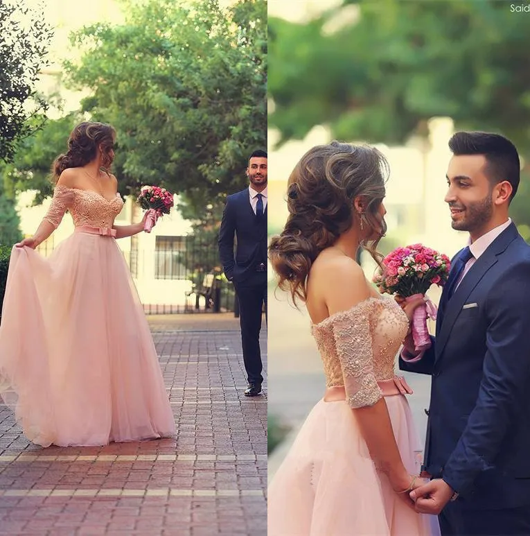 

Hot sell sweetheart beading light pink boat neck bridal gown vestido de noiva QUEEN BRIDAL 2018 mother of the bride dresses