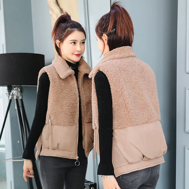

Lambs Wool Cotton Vest Women's 2019 New Style Fall And Winter Clothes Korean-style Versatile Short down Feather Cotton Waistcoat