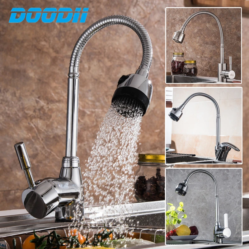 Solid Kitchen Mixer Cold and Hot Kitchen Faucet 360 Degree Rotatable Spout Single Handle Sink Brass Spray Mixer Tap Torneira vintage kitchen sink