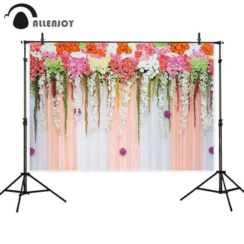 

Allenjoy wedding birthday party Photo studio supplies flowers leaves photophone colorful wallpaper curtains prop studio banner