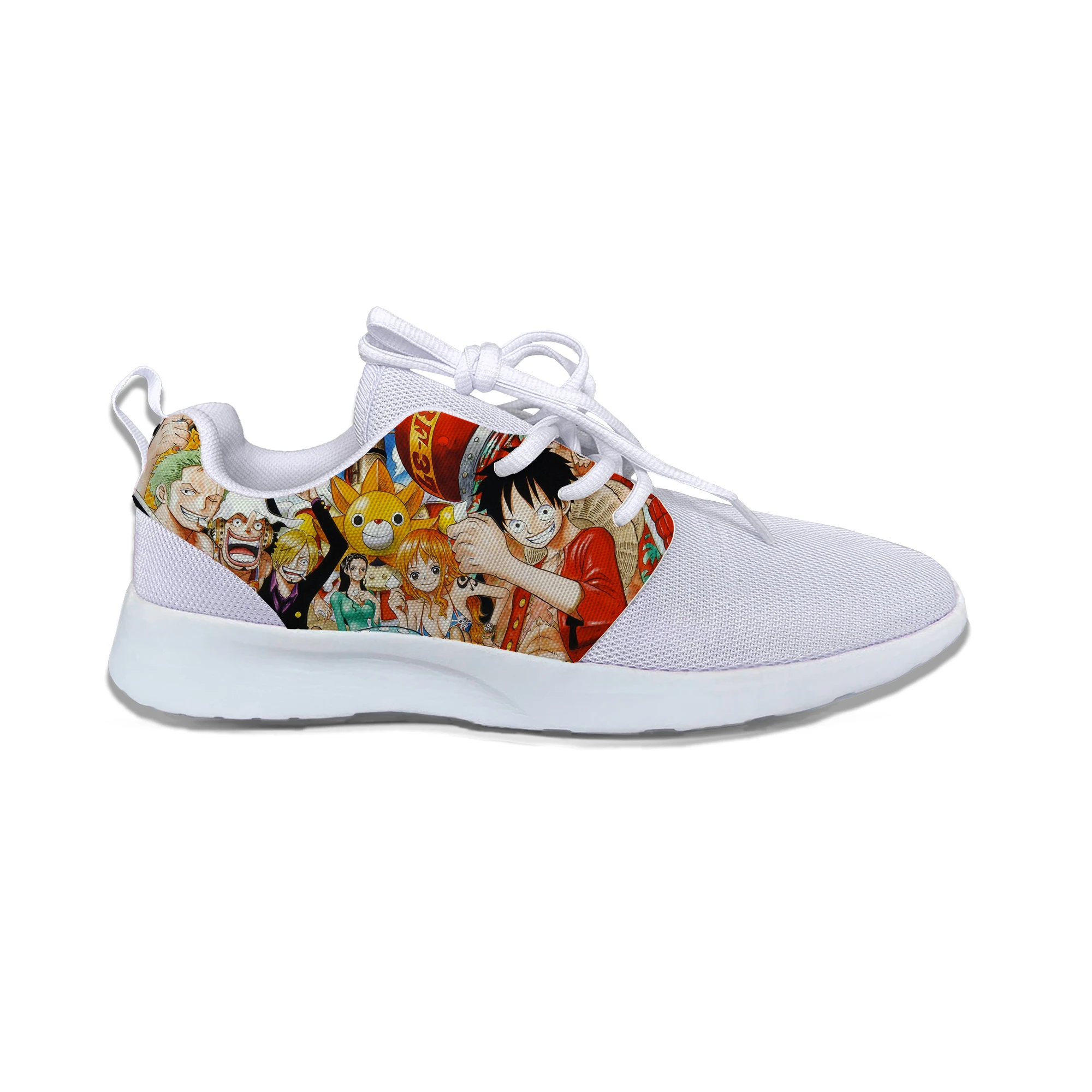 Японские Аниме one piece Luffy Kawaii Забавные милые детские спортивные кроссовки повседневные дышащие кроссовки с 3D принтом для мальчиков и девочек