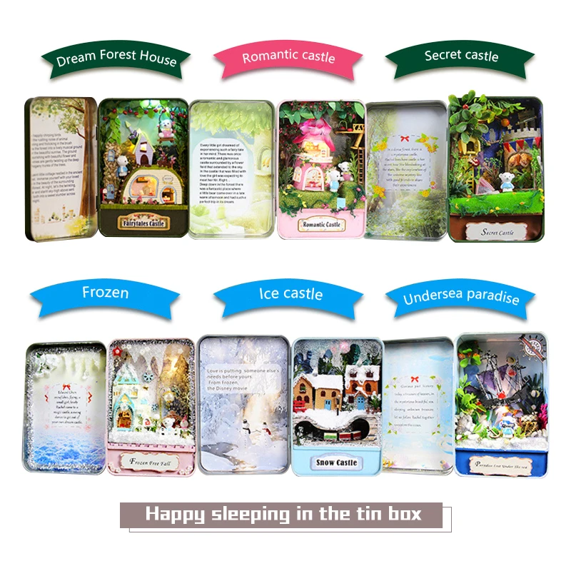 Najtaniej Hongda drewniane diy domek dla lalek żelazne pudełko domy dla lalek miniaturowy dom umeblowanie Mini domek zabawkowy złożyć świąteczne prezenty Craft E Series