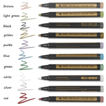 

10 color metal marker pen paint pen set, stationery school stationery for black paper, rock painting, graffiti, DIY drawing