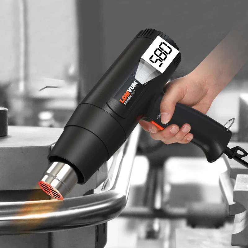 

LOMVUM 2500W Digital Electric Heat Gun Blow Dryer Temperature-controlled LCD Display With Three Nozzle Hair Dryer For Soldering
