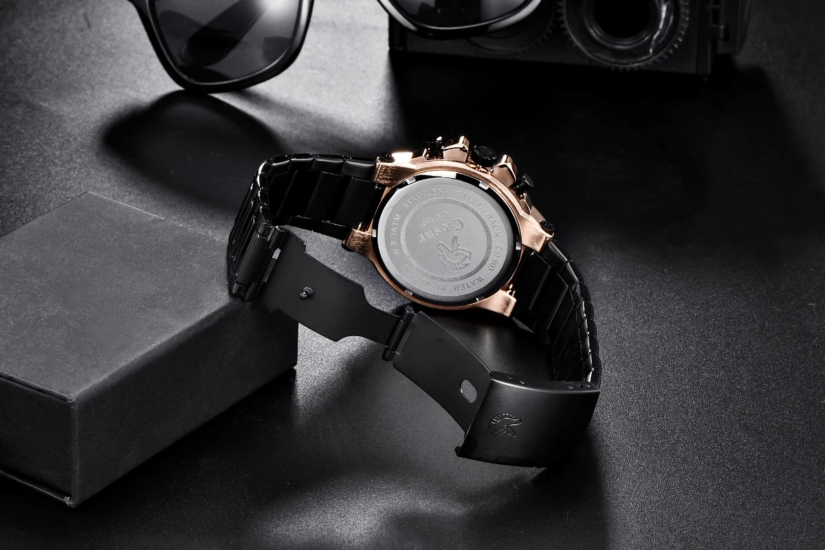 Розовое золото, военные кварцевые спортивные мужские часы с хронографом, водонепроницаемые мужские часы, Топ бренд, роскошные спортивные наручные часы, мужские часы