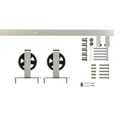 6.6ft 1 рейка Атласные никель раздвижные двери сарая фурнитура для раздвижных дверей комплект, спицы колеса вешалка ролик