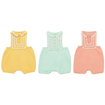 

Explosion Models 2020 Spring and Summer New MP The Same Paragraph Infant Children Boys and Girls Knitted Hollow Strap Jumpsuit