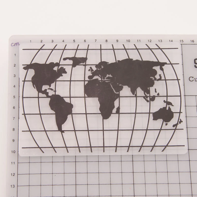 

Crafts DIY Scrapbooking Template Wedding Decoration Plastic Embossing Folder World Map Pattern Eco-friendly Decor