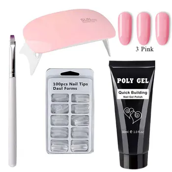 30ml Polygel  Acrylic Poly Gel Set Extend Fast UV Builder Gel Slip Solution Nail Form Nail Art Brush Nail Tools Kit